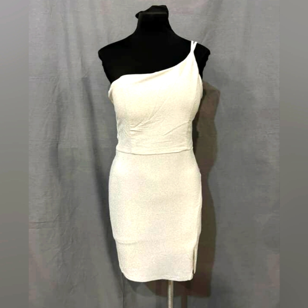 Crystal Doll Chic Silver One-Shoulder Dress